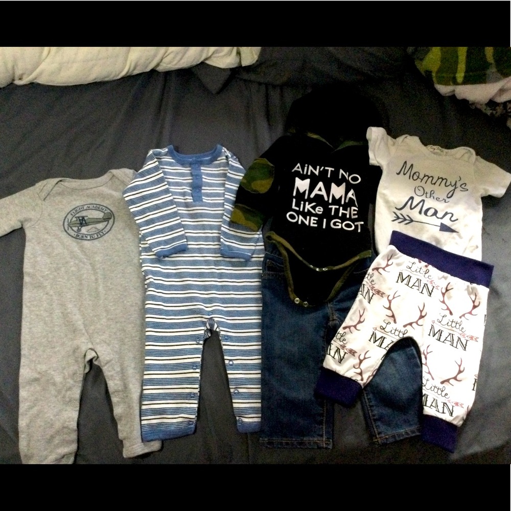 Boys 9 month Bundle Outfits Rompers 6 pieces